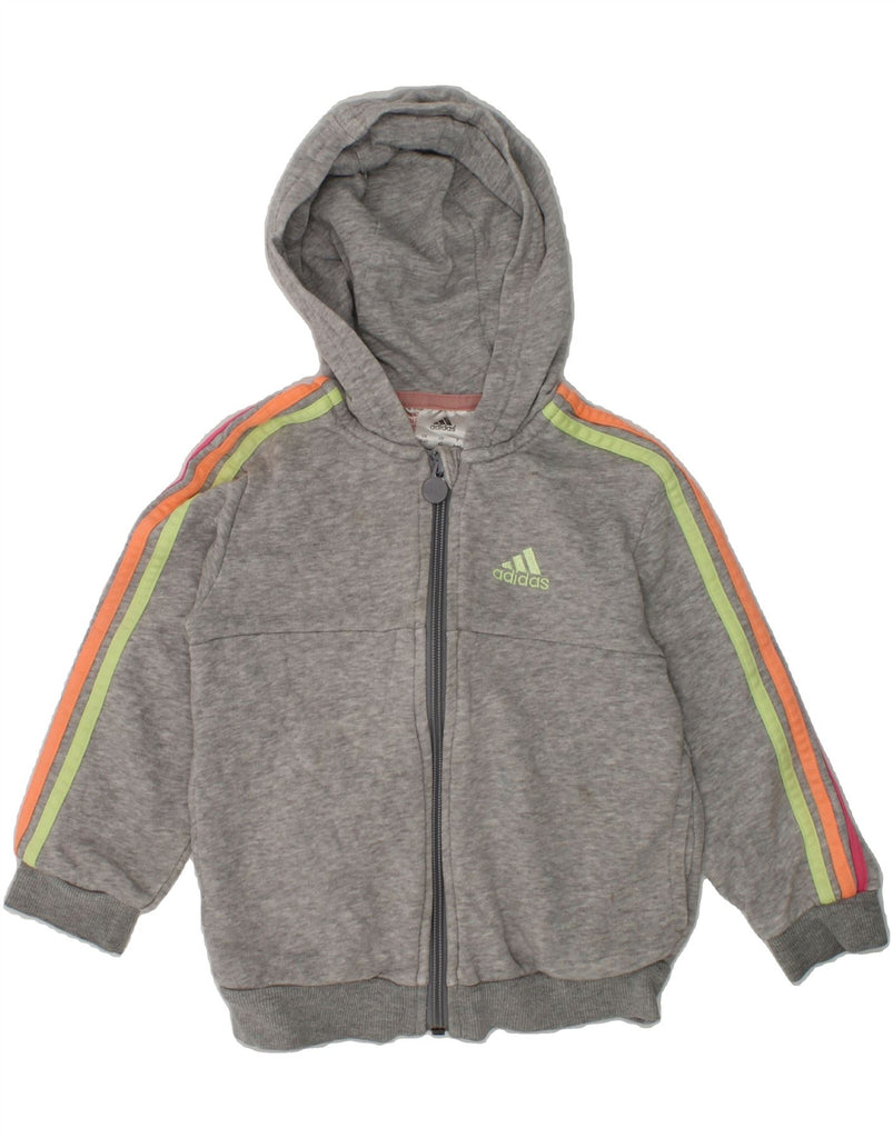 ADIDAS Girls Graphic Zip Hoodie Sweater 3-4 Years Grey | Vintage Adidas | Thrift | Second-Hand Adidas | Used Clothing | Messina Hembry 