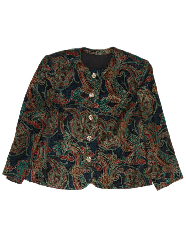 Vintage Womens 3/4 Sleeve Blazer Jacket UK 14 Medium Multicoloured Paisley