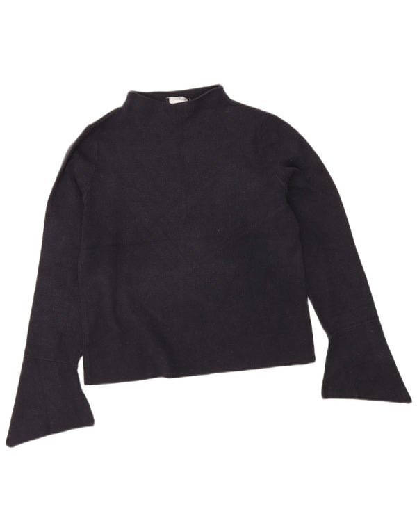 Marks & Spencer Womens Top Long Sleeve UK 12 Medium Navy Blue Viscose