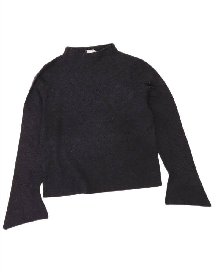 Marks & Spencer Womens Top Long Sleeve UK 12 Medium Navy Blue Viscose