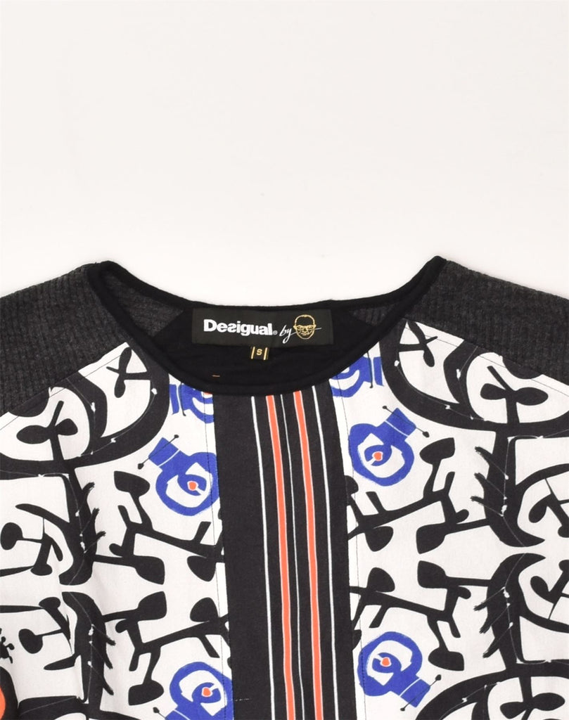 DESIGUAL Womens Graphic T-Shirt Top UK 8 Small Black Polyester | Vintage Desigual | Thrift | Second-Hand Desigual | Used Clothing | Messina Hembry 