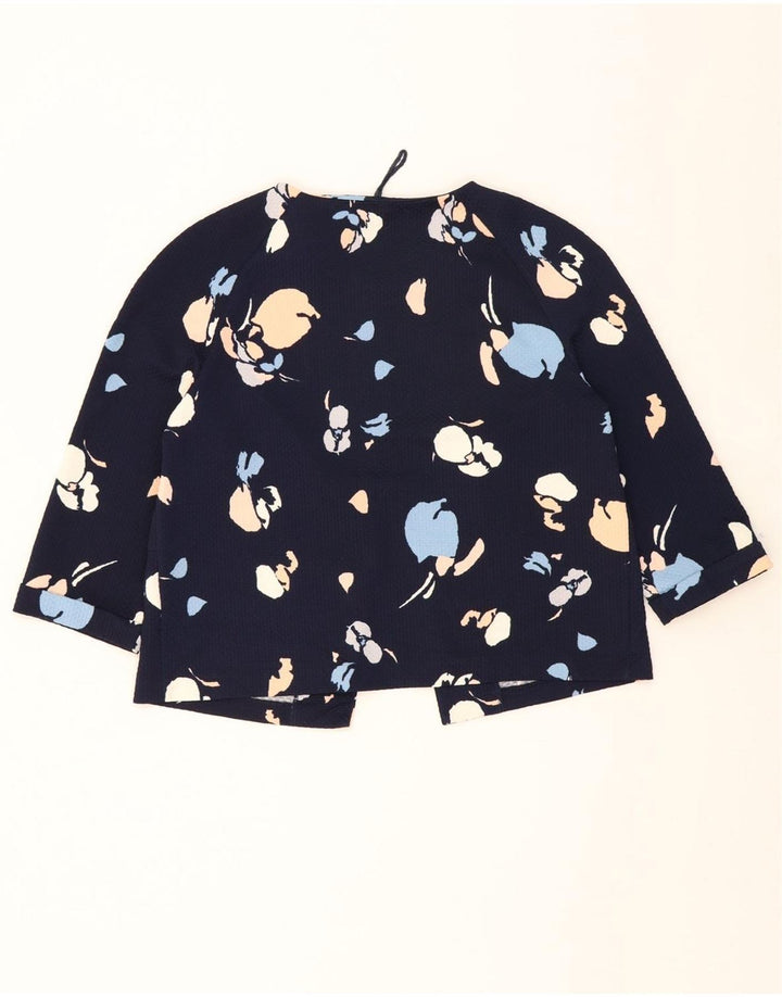 MARKS & SPENCER Womens Crop 3/4 Sleeve Cardigan Top UK 12 Medium Navy Blue Vintage Marks & Spencer and Second-Hand Marks & Spencer from Messina Hembry 