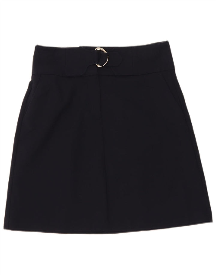 Marks & Spencer Womens Mini Skirt UK 8 Small W28 Navy Blue Cotton