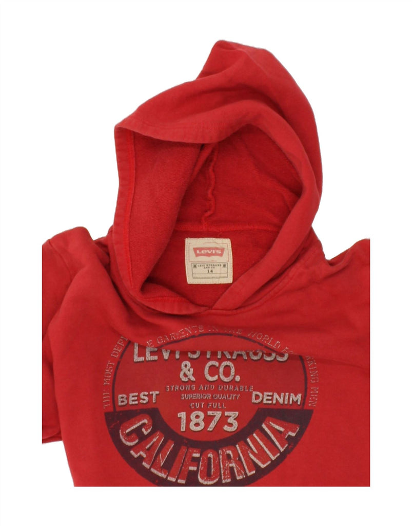 LEVI'S Boys Graphic Hoodie Jumper 13-14 Years Red Cotton | Vintage Levi's | Thrift | Second-Hand Levi's | Used Clothing | Messina Hembry 