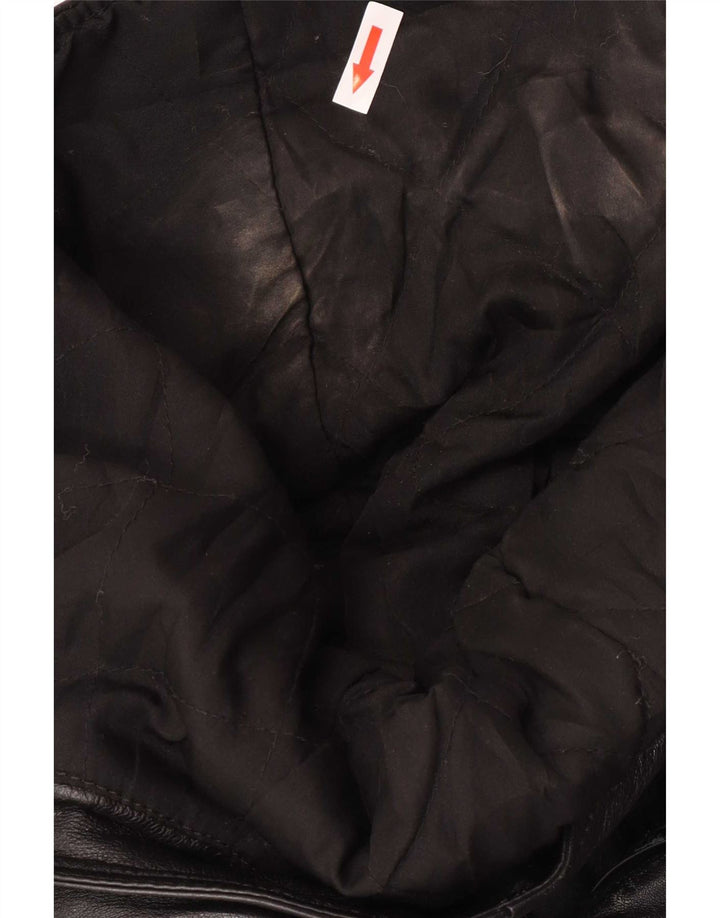 Conbipel Mens Hooded Duffle Leather Jacket IT 56 2XL Black