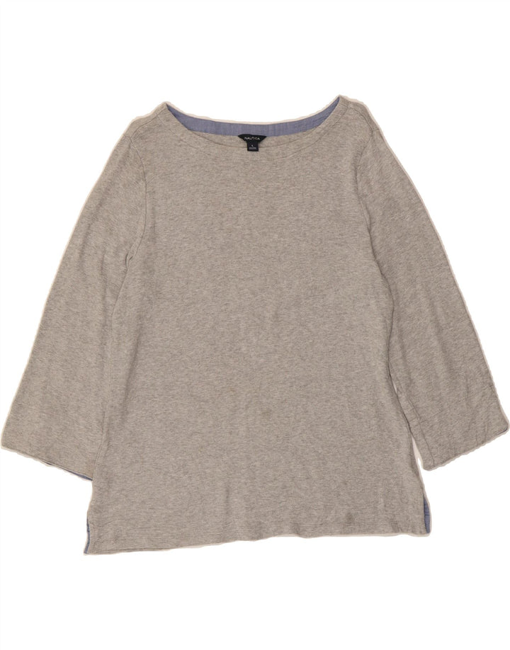 NAUTICA Womens Top 3/4 Sleeve UK 14 Large Grey Cotton Vintage Nautica and Second-Hand Nautica from Messina Hembry 