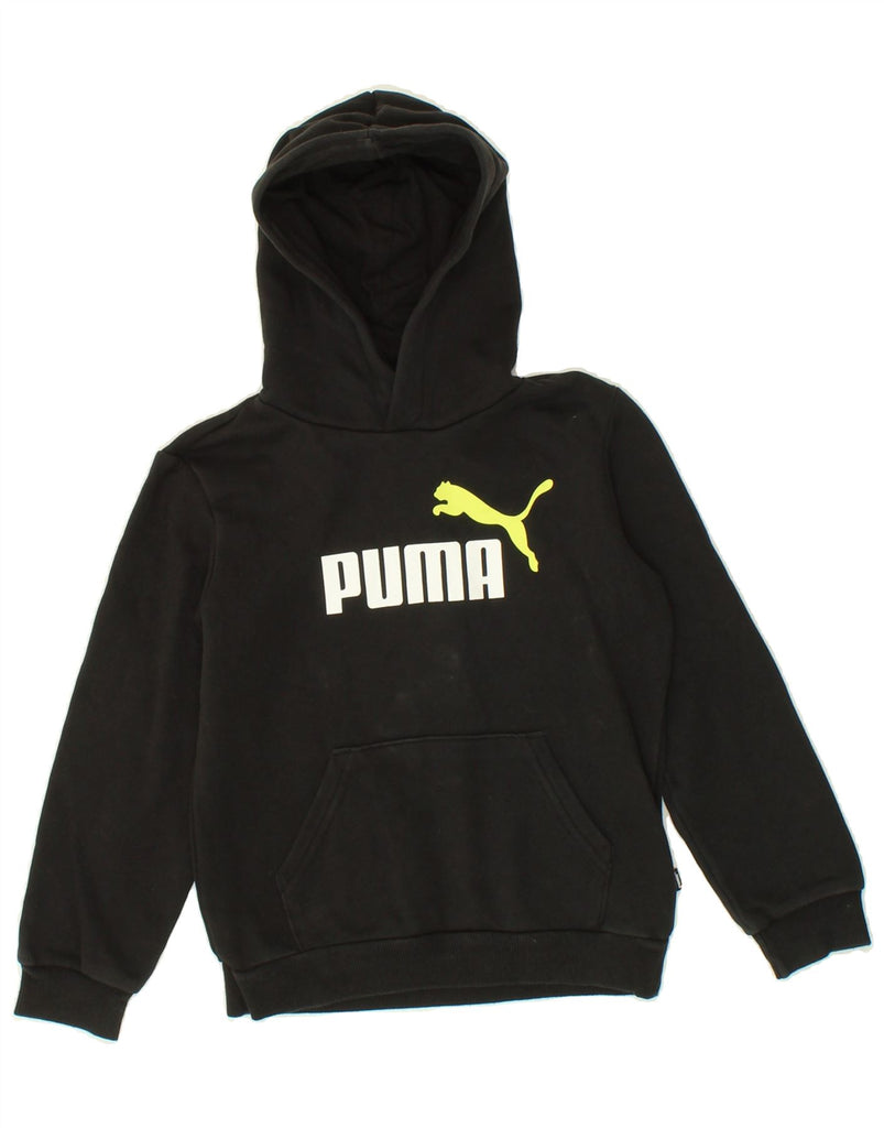PUMA Boys Graphic Hoodie Jumper 9-10 Years Black Cotton | Vintage Puma | Thrift | Second-Hand Puma | Used Clothing | Messina Hembry 