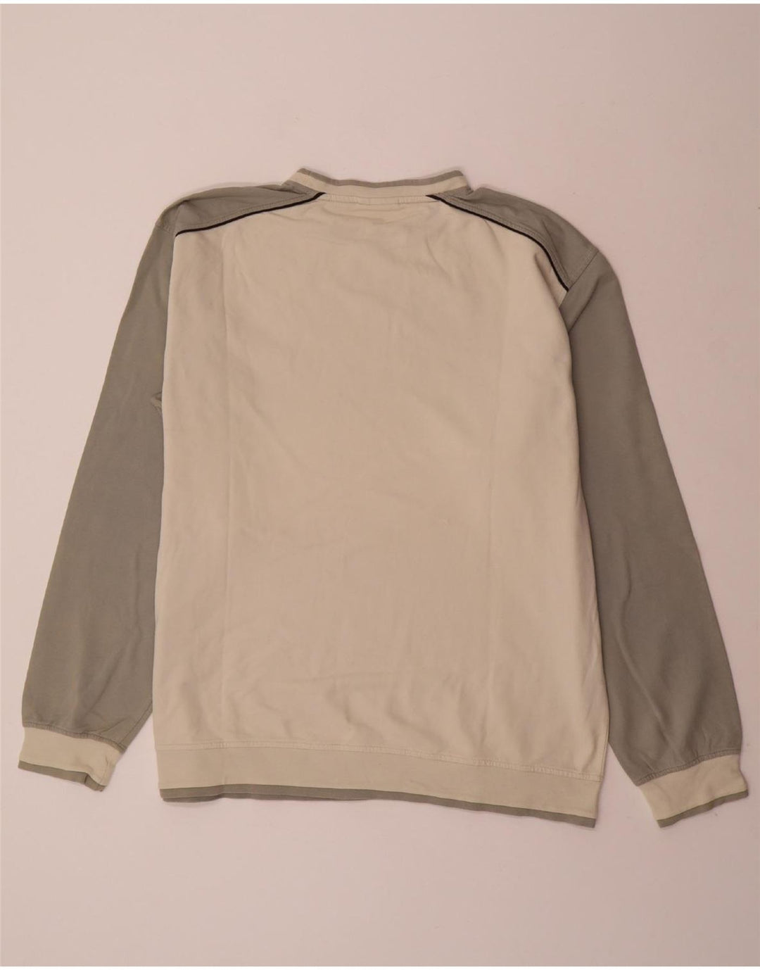 ASICS Mens Sweatshirt Jumper 2XL Off White Colourblock Cotton