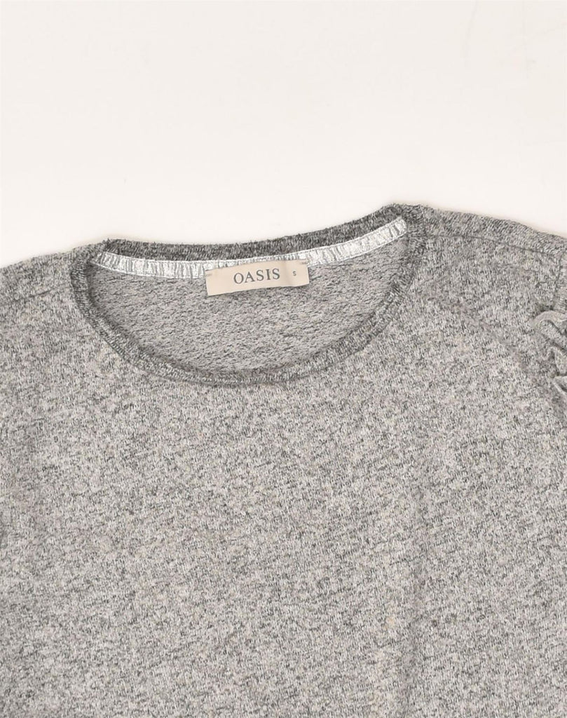 OASIS Womens Crew Neck Jumper Sweater UK 10 Small Grey Flecked Viscose | Vintage Oasis | Thrift | Second-Hand Oasis | Used Clothing | Messina Hembry 