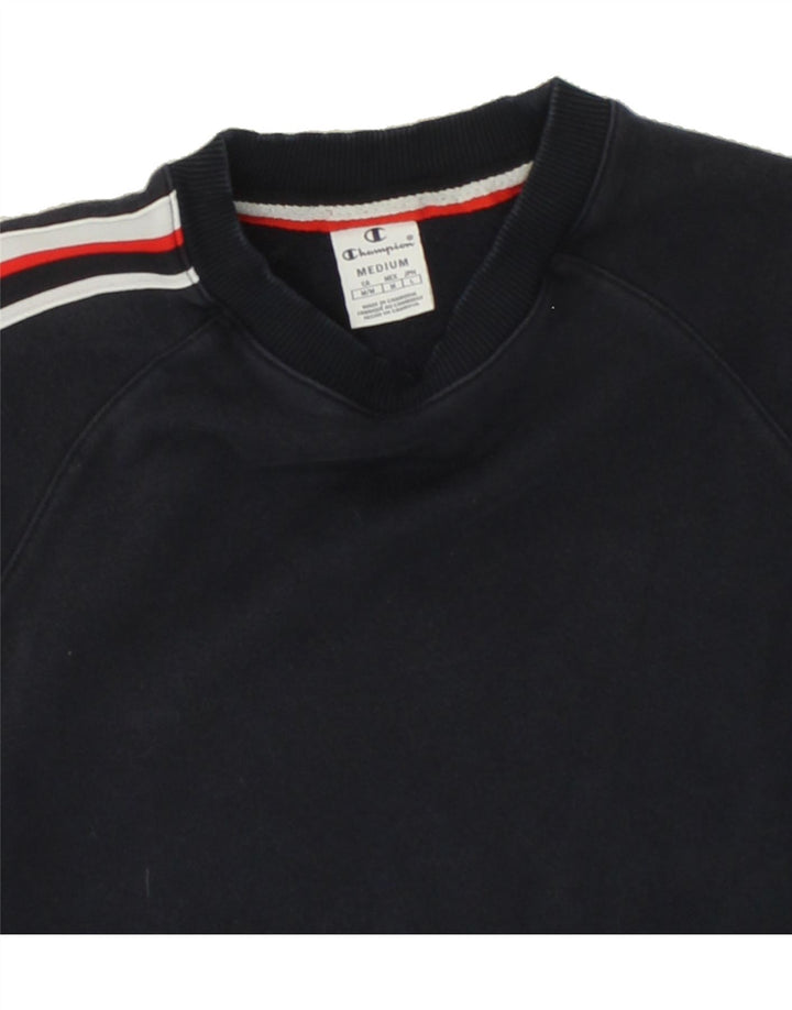 CHAMPION Womens Graphic Sweatshirt Jumper UK 14 Medium Navy Blue Cotton Vintage Champion and Second-Hand Champion from Messina Hembry 