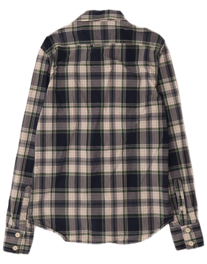 SUPERDRY Mens Shirt Large Navy Blue Check Cotton