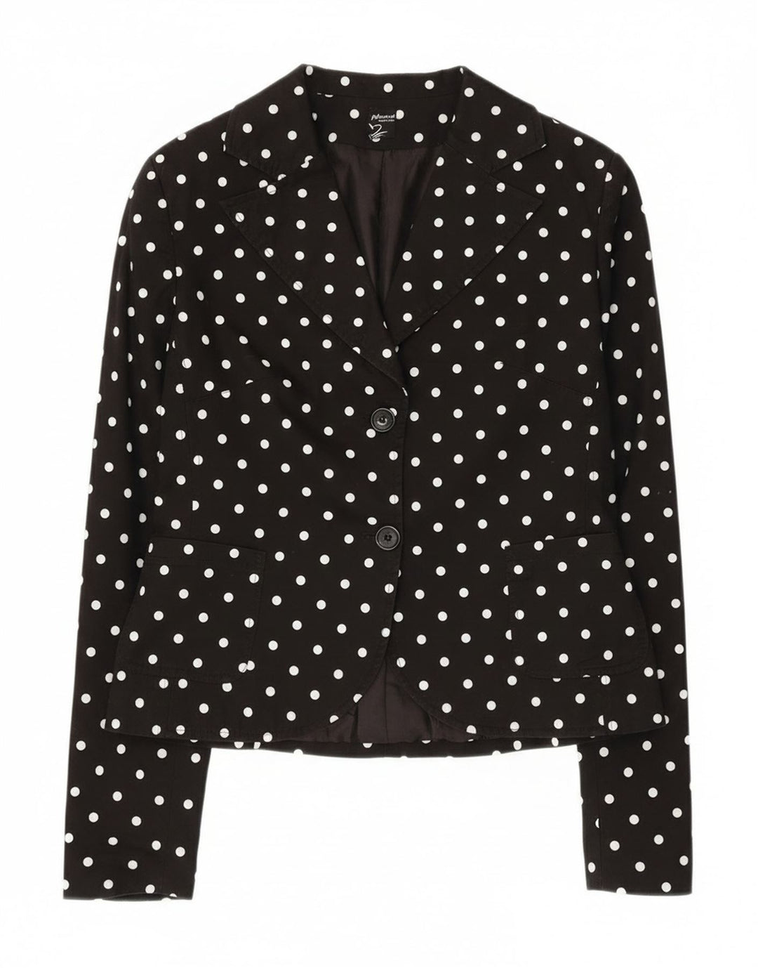 Phard Womens 2 Button Blazer Jacket UK 12 Medium Black Polka Dot Cotton