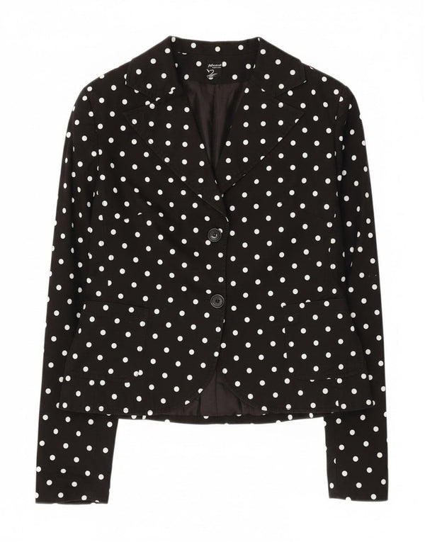 Phard Womens 2 Button Blazer Jacket UK 12 Medium Black Polka Dot Cotton