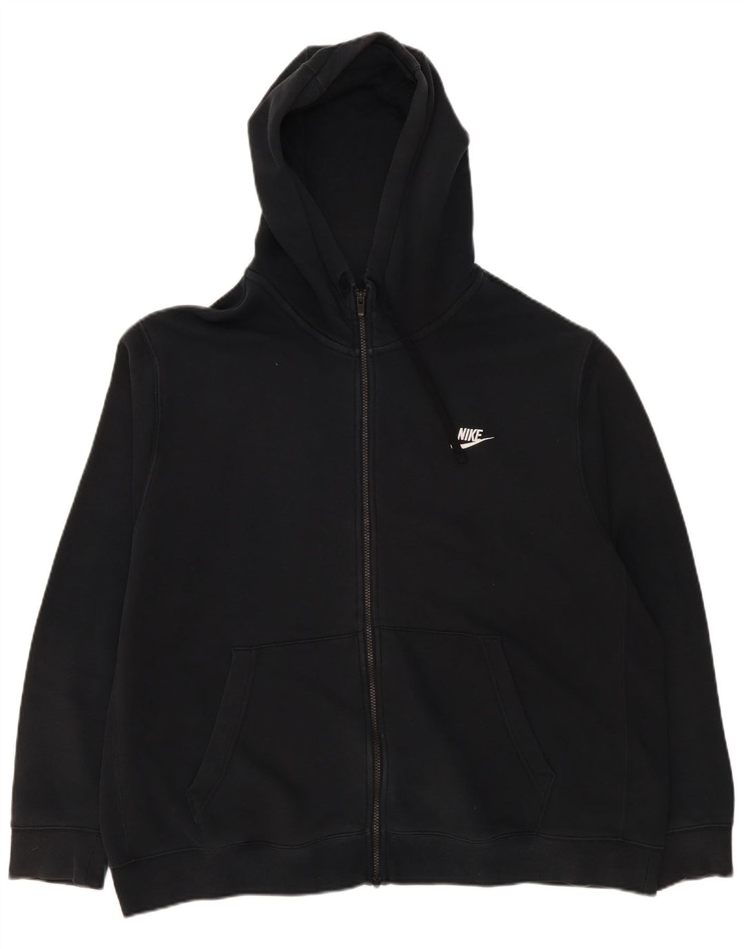 Nike Mens Zip Hoodie Sweater 2XL Black Cotton