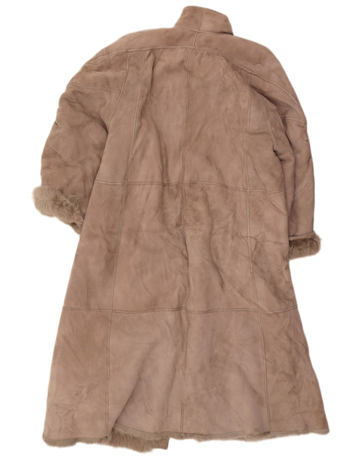 Vintage Womens Shearling Coat UK 16 Large Brown