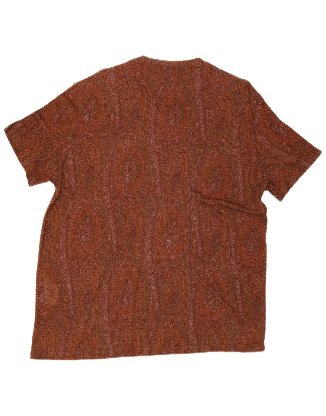 ETRO Mens T-Shirt Top Large Brown Paisley Lyocell