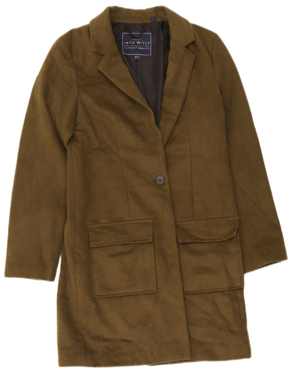 Jack Wills Womens Oversized Overcoat UK 10 Small Khaki Polyester