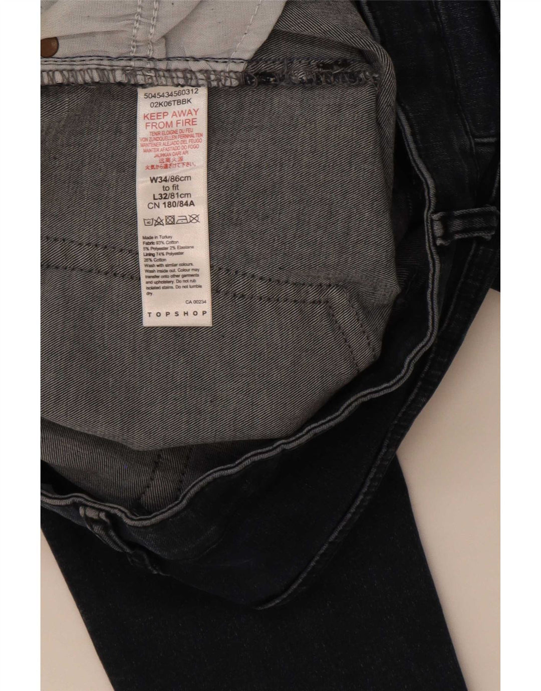 Topshop Womens Skinny Jeans W34 L32 Navy Blue Polyester