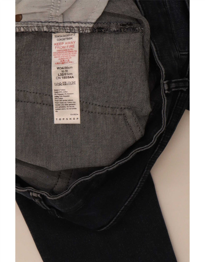 Topshop Womens Skinny Jeans W34 L32 Navy Blue Polyester