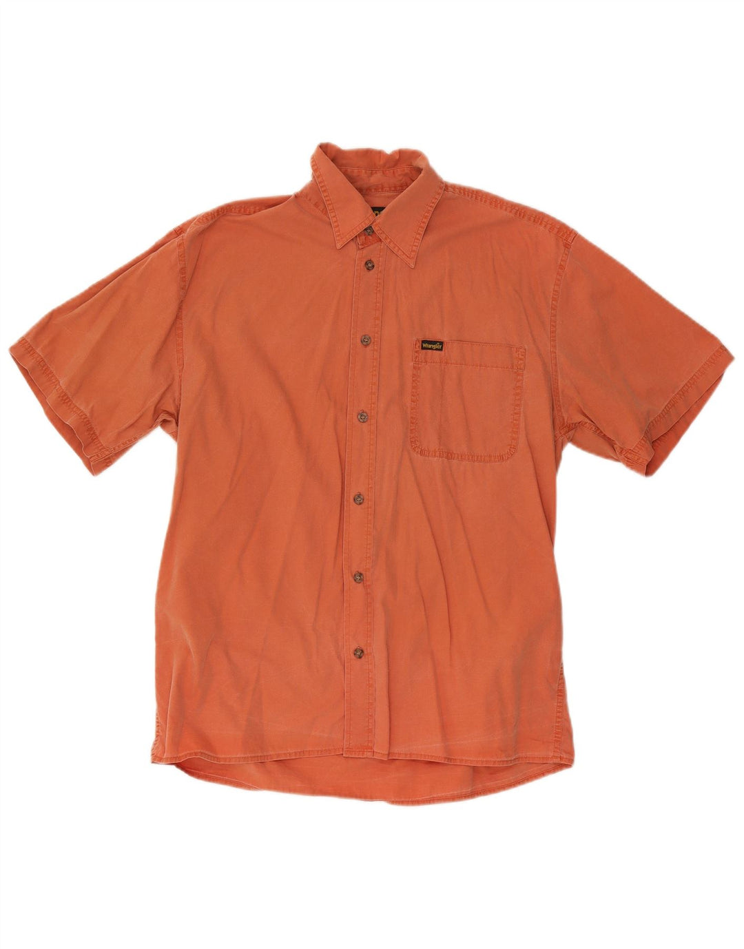 Wrangler Mens Short Sleeve Shirt Medium Orange Cotton