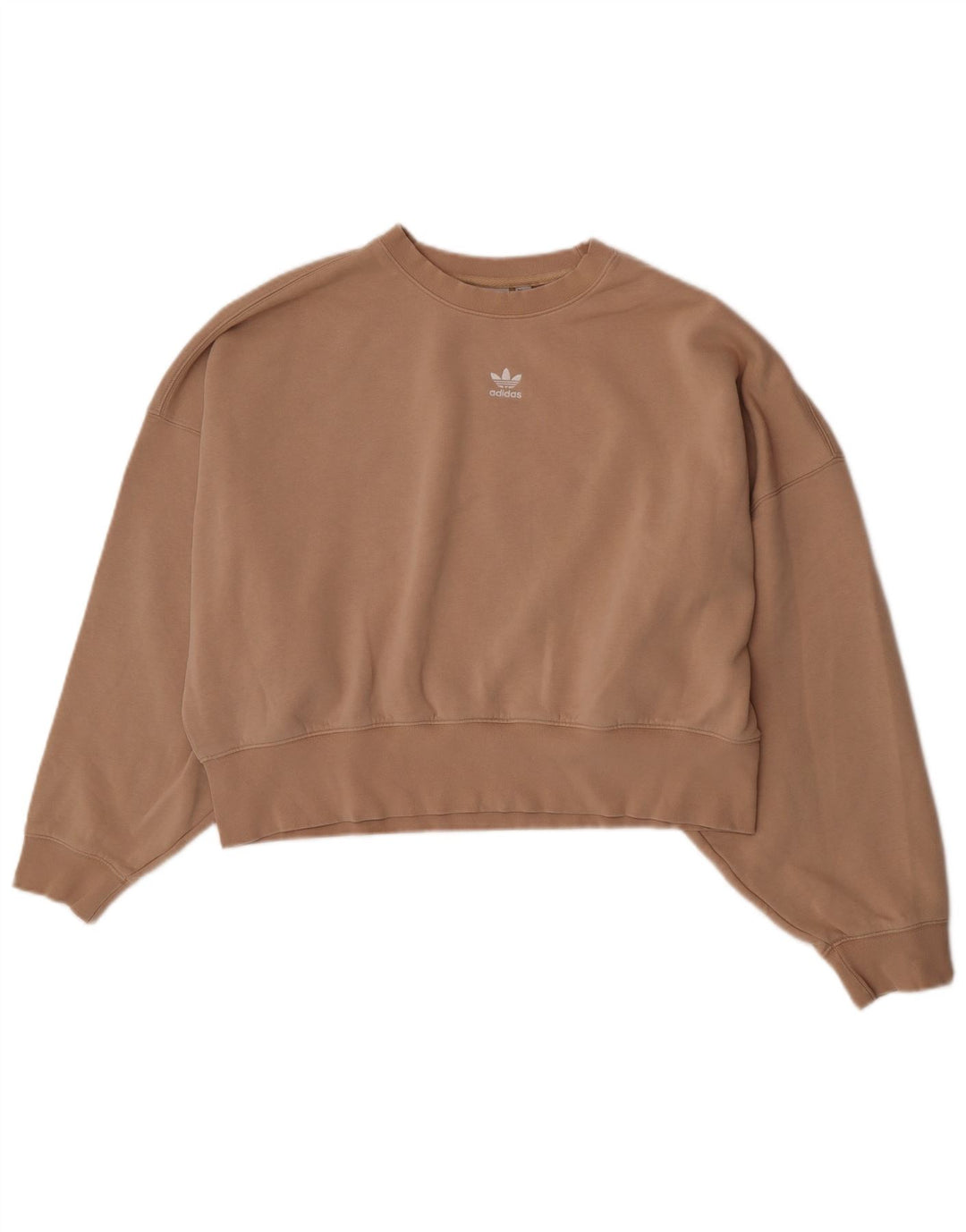 Adidas Womens Crop Oversized Sweatshirt Jumper UK 10 Small Beige
