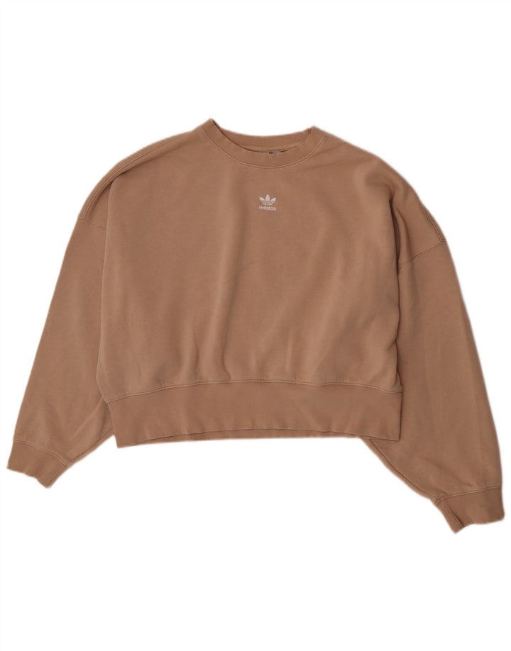Adidas Womens Crop Oversized Sweatshirt Jumper UK 10 Small Beige