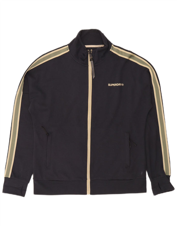 Superdry Mens Tracksuit Top Jacket Medium Black Colourblock Cotton