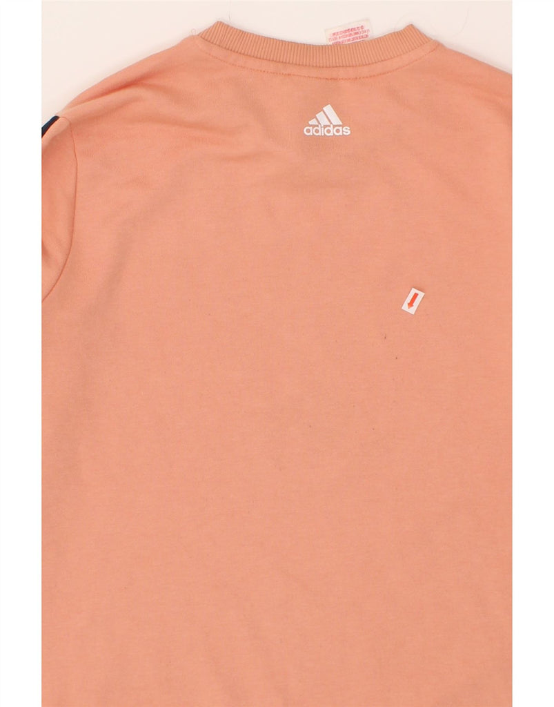 ADIDAS Girls Graphic Sweatshirt Jumper 13-14 Years Pink Cotton Vintage Adidas and Second-Hand Adidas from Messina Hembry 
