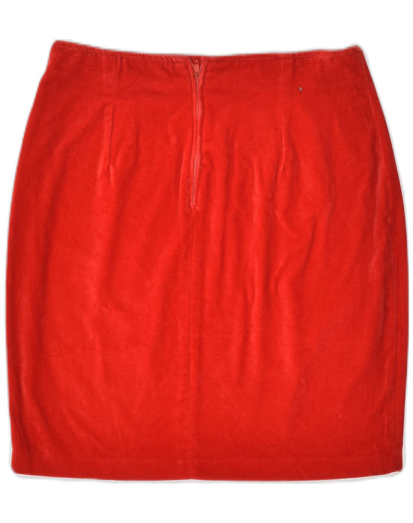 VINTAGE Womens Velour Straight Skirt IT 44 Medium W28 Red Cotton | Vintage Vintage | Thrift | Second-Hand Vintage | Used Clothing | Messina Hembry 