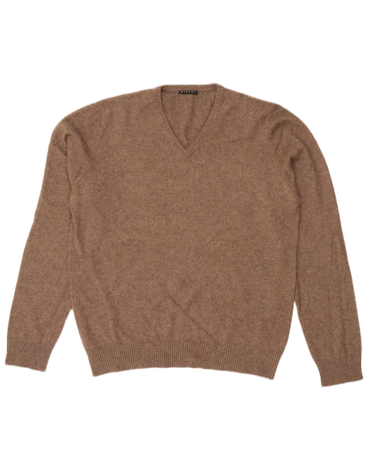 Sisley Womens V-Neck Jumper Sweater UK 18 XL Brown