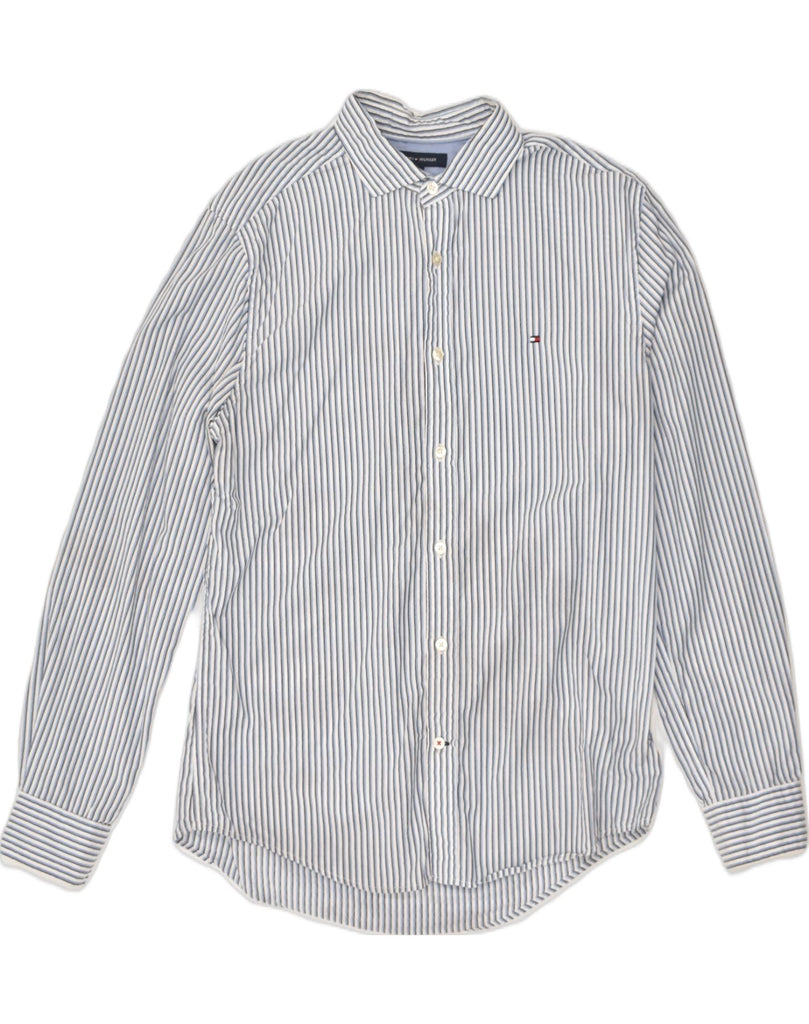 TOMMY HILFIGER Mens Shirt Medium Blue Pinstripe Cotton | Vintage Tommy Hilfiger | Thrift | Second-Hand Tommy Hilfiger | Used Clothing | Messina Hembry 