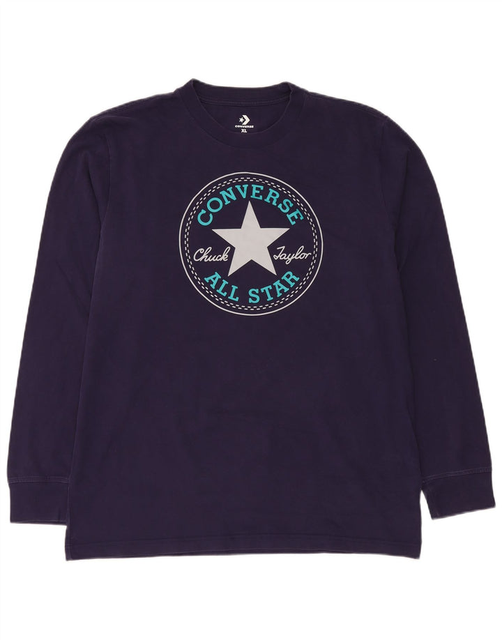 Converse Mens Graphic Top Long Sleeve XL Navy Blue Cotton