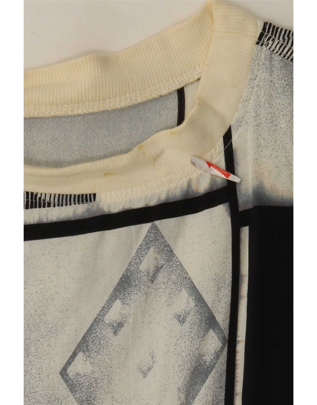 Vintage Mens Short Sleeve Pullover Shirt Large Grey Geometric