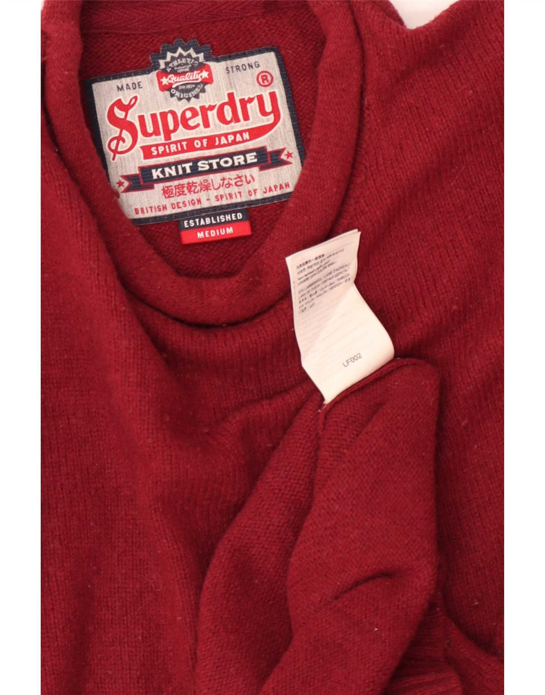 Superdry Mens Crew Neck Jumper Sweater Medium Red Lambswool