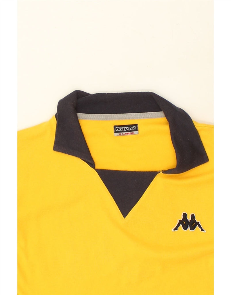 KAPPA Womens Graphic Polo Shirt UK 18 XL Yellow Cotton | Vintage Kappa | Thrift | Second-Hand Kappa | Used Clothing | Messina Hembry 