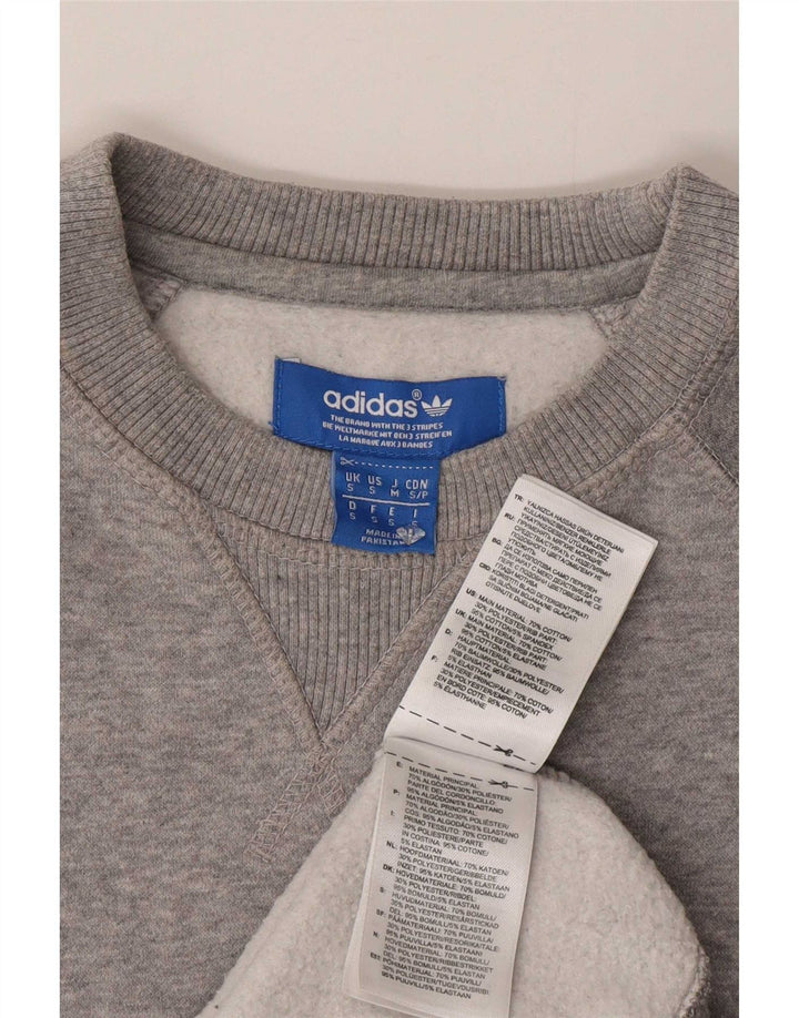 Adidas Mens Graphic Sweatshirt Jumper Small Grey Cotton