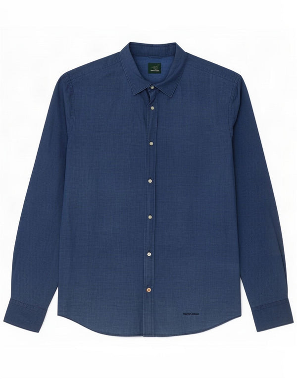 Henry Cottons Mens Shirt Size 44 XL Blue Spotted Cotton