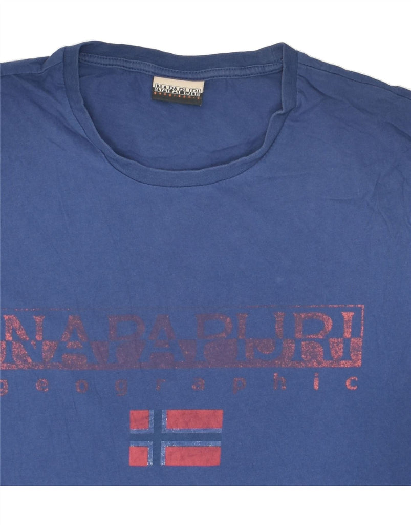 NAPAPIJRI Mens Graphic T-Shirt Top Medium Blue Cotton Vintage Napapijri and Second-Hand Napapijri from Messina Hembry 