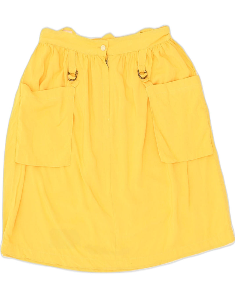 VINTAGE Womens A-Line Skirt W28 Medium Yellow Cotton | Vintage Vintage | Thrift | Second-Hand Vintage | Used Clothing | Messina Hembry 