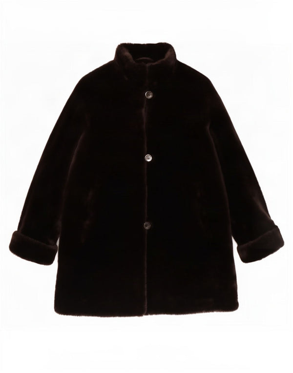 Basler Womens Oversized Faux Fur Overcoat UK 10 Small Brown Acrylic