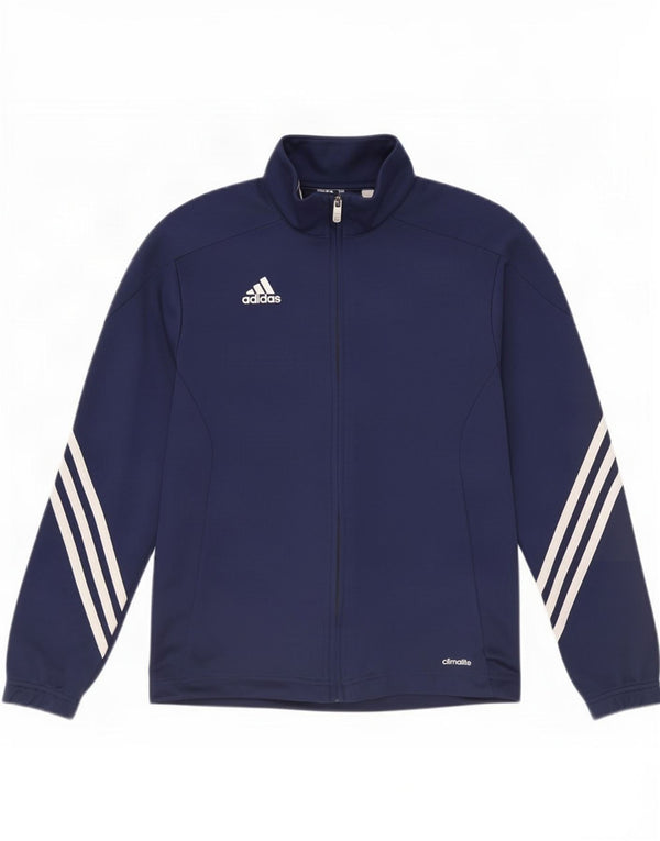 Adidas Boys Climalite Tracksuit Top Jacket 11-12 Years Navy Blue Polyester