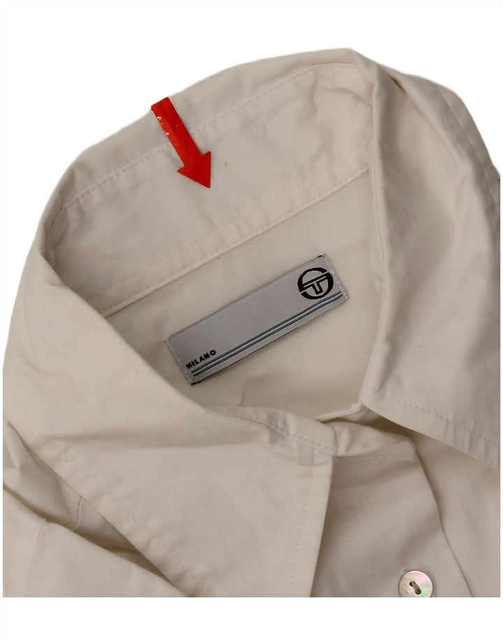 Sergio Tacchini Womens Shirt UK 14 Large White Cotton