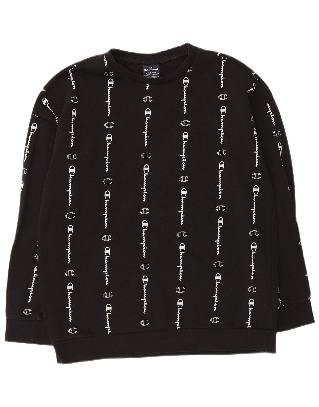 Champion Boys Graphic Sweatshirt Jumper 13-14 Years XL Black Cotton