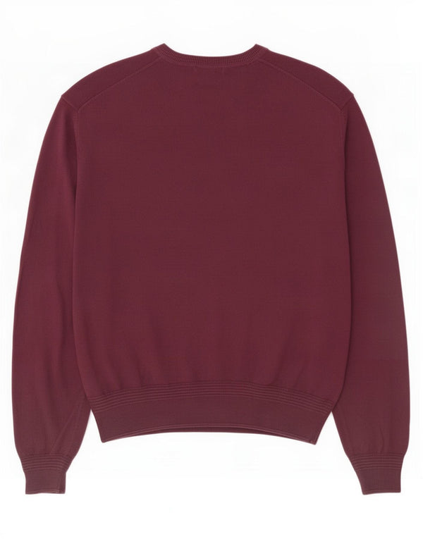 Lyle & Scott Mens V-Neck Jumper Sweater XL Burgundy Cotton