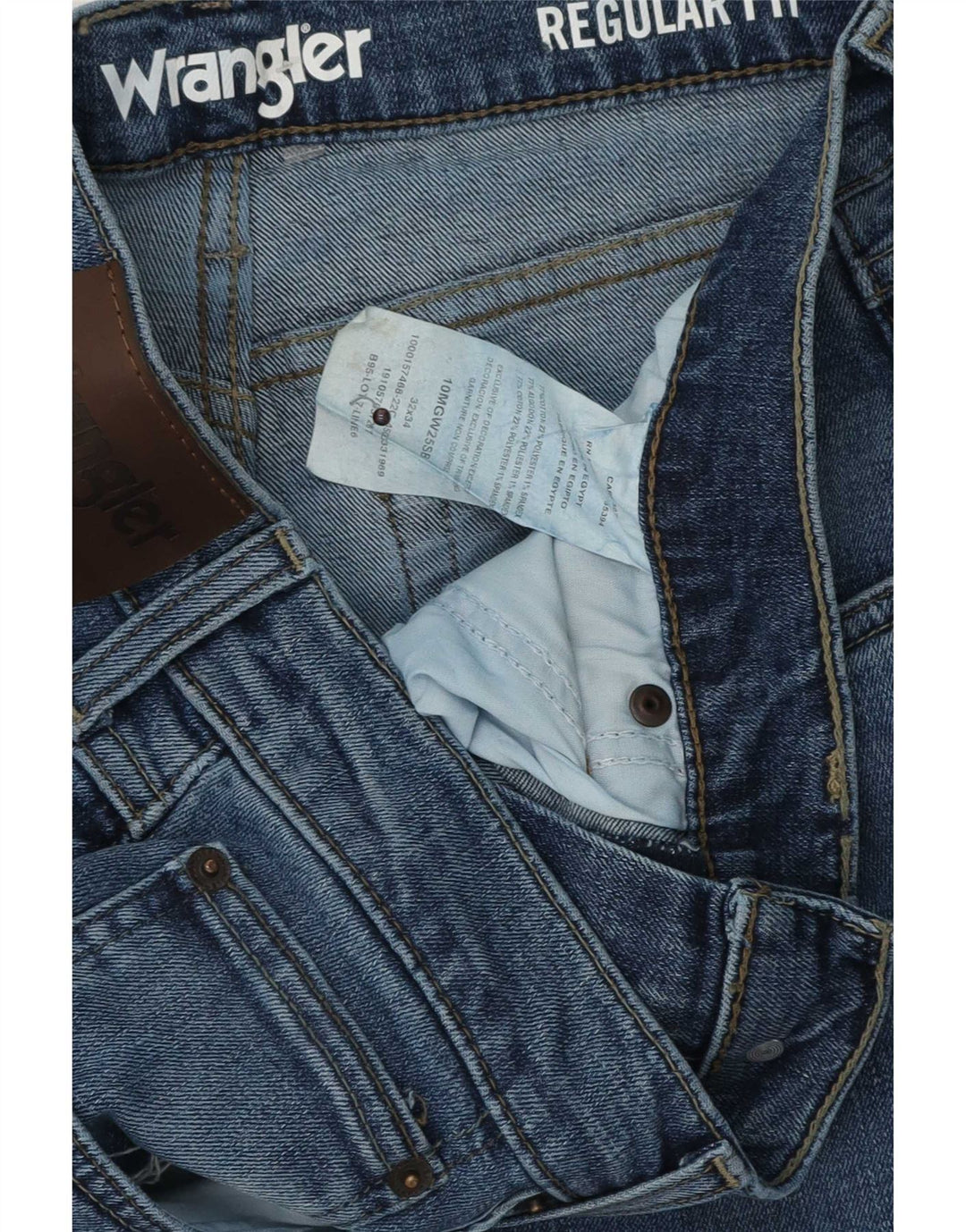 Wrangler Mens Regular Fit Straight Jeans W32 L34 Blue Cotton