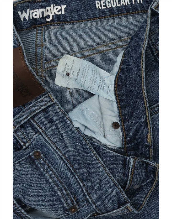 Wrangler Mens Regular Fit Straight Jeans W32 L34 Blue Cotton