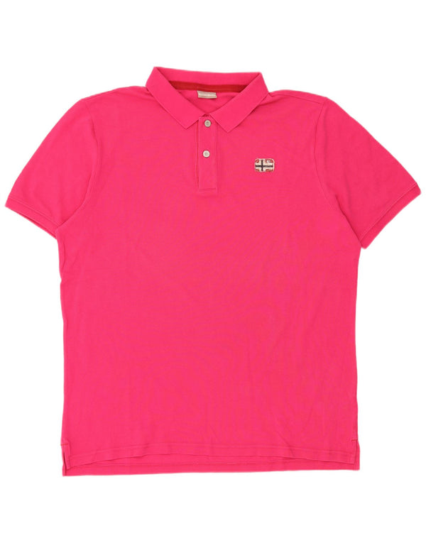 Napapijri Mens Polo Shirt 2XL Pink Cotton