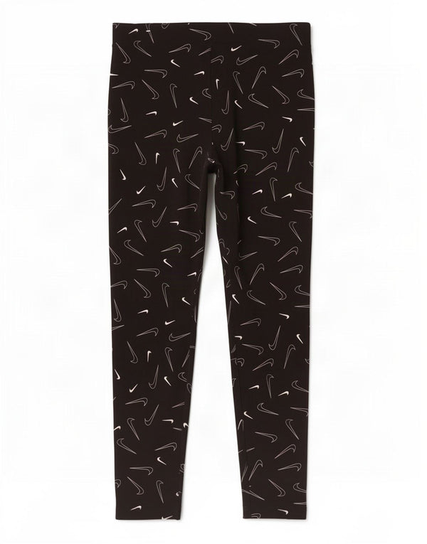 Nike Girls Graphic Leggings 10-11 Years Medium Black Cotton