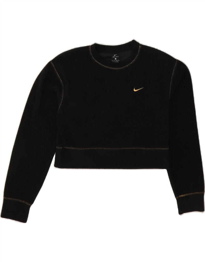 NIKE Womens Dri Fit Crop Fleece Jumper UK 6 XS Black Polyester Vintage Nike and Second-Hand Nike from Messina Hembry 