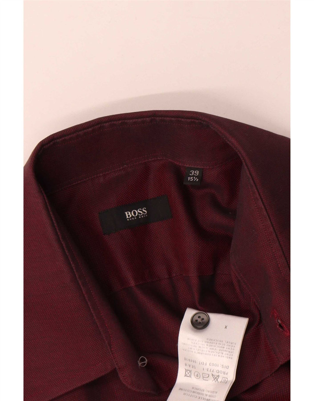 Hugo Boss Mens Shirt Size 39 15 1/2 Medium Burgundy Cotton